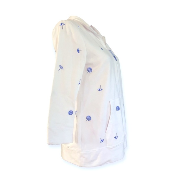 TALBOTS EMBROIDERED -UMBRELLA TERRY HALF-ZIP PULLOVER - Picture 6 of 6